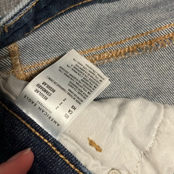 American Eagle Mom Jeans- Dark Wash Distressed - Picture 3 of 9